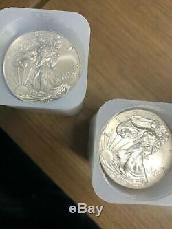 Lot De 2 2017 Rolls-américain Silver Eagle Coins De Liberty 40 Total 1 Once Onces