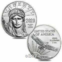 Lot De 2 2020 1 Oz Platinum American Eagle $ 100 Coin Bu