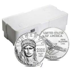 Lot De 2 2020 1 Oz Platinum American Eagle $ 100 Coin Bu