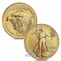Lot De 2 2022 1/10 Oz Gold American Eagle $5 Coin Bu