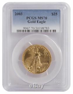 Lot De 2 25 $ 1/2 Oz Gold Eagle Américain Ms70 Pcgs Ou Ngc (date Aléatoire)
