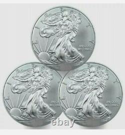 Lot De 3 American Silver Eagle 1 Oz Bu Année Aléatoire