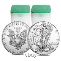 Lot De 40 2021 1 Oz Silver American Eagle $1 Coin Bu (2 Roll, Tube De 20)
