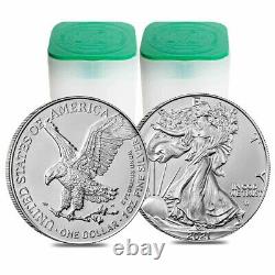 Lot De 40 2021 1 Oz Silver American Eagle $1 Coin Bu Type 2 2 Roll, Tube De