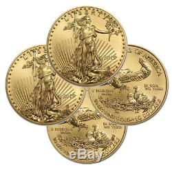 Lot De 4 Pièces D'or Gold 2019 Gold 1/4 Oz D'or American Eagle Pièce De 10 Dollars Us Avec Aigle D'or