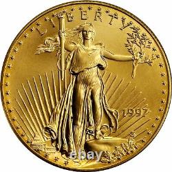 Lot De 5 1997 $ 5 1/10 Oz American Gold Eagles Brillant Pièces Non Circulées