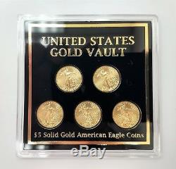 Lot De 5 2011 5 $ Five Dollar Or American Eagle Coin 1/10 Oz DIX