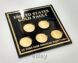 Lot De 5 2011 5 $ Five Dollar Or American Eagle Coin 1/10 Oz DIX
