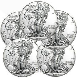 Lot De 5 2019 1 Oz Américain Silver Eagle Coins 1 Gem Bu $