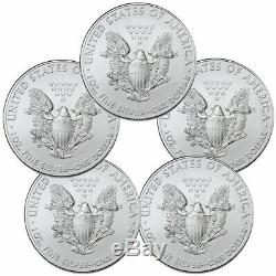 Lot De 5 2020 1 Oz American Silver Eagle 1 $ Pièces Gem Bu Sku59438