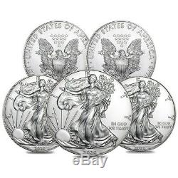 Lot De 5 2020 1 Oz D'argent American Eagle 1 $ Coin Bu