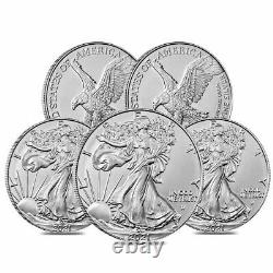 Lot De 5 2021 1 Oz Silver American Eagle $1 Coin Bu Type 2