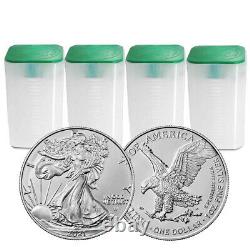 Lot De 80 2021 $1 Type 2 American Silver Eagle 1oz Bu 4 Pleins Rouleaux