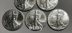 Lot De Cinq 2023 1 Oz American Silver Eagle Coins Bu In Vinyl Flips