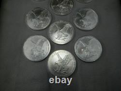 Lot de 10 2024 $1 American Silver Eagle 1 oz BU. Expédié dans le tube de frappe montré