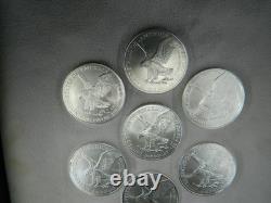 Lot de 10 2024 $1 American Silver Eagle 1 oz BU. Expédié dans le tube de frappe montré