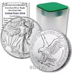Lot de 10 2024 $1 American Silver Eagle 1 oz Gem BU 10 OZS Tube d'aigle gratuit