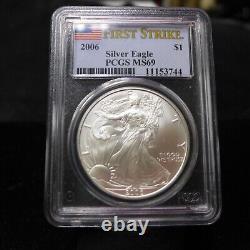 Lot de (10) American Silver Eagles 2004-2020 PCGS/NGC MS69