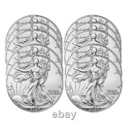 Lot de 10 pièces American Silver Eagle de 1 oz, Monnaie des États-Unis 2024