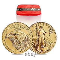 Lot de 10 pièces d'or American Eagle de 1 once 2023 de 50 $ BU
