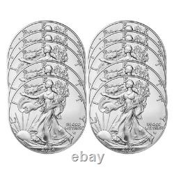 Lot de 10 pièces en argent American Silver Eagle de 1 oz de la Monnaie des États-Unis 2024
