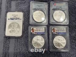Lot de 11 pièces d'aigle en argent évaluées MS69s 2009 (10) et 2010 (1)