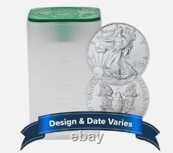 Lot de 20 pièces American Silver Eagle de 1 oz à 1 $ en argent, année aléatoire, neuves BU