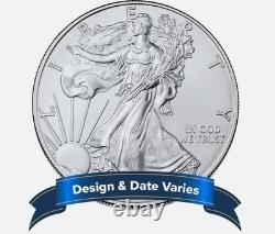 Lot de 20 pièces American Silver Eagle de 1 oz à 1 $ en argent, année aléatoire, neuves BU