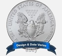 Lot de 20 pièces American Silver Eagle de 1 oz à 1 $ en argent, année aléatoire, neuves BU