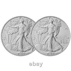 Lot de 2 2025 (W) 1 $ American Silver Eagles avec Eagle Privy 1 oz BU 500K frappés
