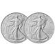 Lot De 2 2025 (w) 1 $ American Silver Eagles Avec Eagle Privy 1 Oz Bu 500k Frapp&eacute;s
