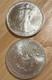 Lot De 2 Pi&egrave;ces De Monnaie En Argent Am&eacute;ricain Silver Eagle De 1 Oz. 999 Argent Fin De 1991