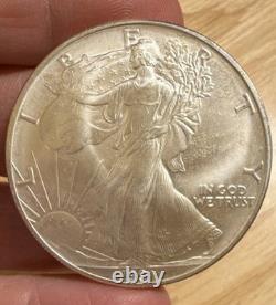 Lot de 2 pièces de monnaie en argent américain Silver Eagle de 1 oz. 999 argent fin de 1991