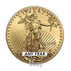 Lot de 4 pièces d'or American Eagle de 1 once, d'une valeur nominale de 50 dollars, année aléatoire, frappées par la Monnaie des États-Unis.