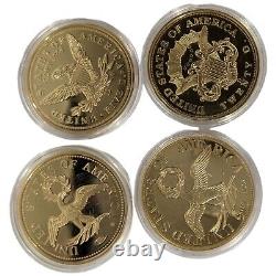 Lot de 4 répliques de pièces American Mint Gold Eagle avec 1 COA