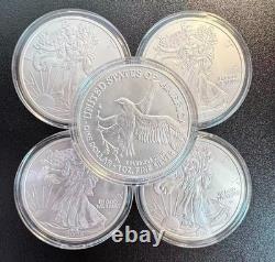 Lot de 5 pièces American Silver Eagle 1 $ 2026 de 1 oz en argent pur 999, qualité BU
