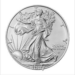 Lot de 5 pièces American Silver Eagle 2024 de 1 $ 1 oz. 999 Argent Pur BU