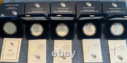Lot de 5 pièces American Silver Eagle Proof W 2013-2017 avec emballage d’origine et certificat d’authenticité