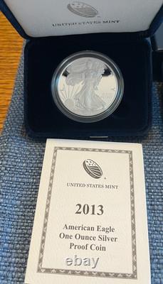 Lot de 5 pièces American Silver Eagle Proof W 2013-2017 avec emballage d’origine et certificat d’authenticité