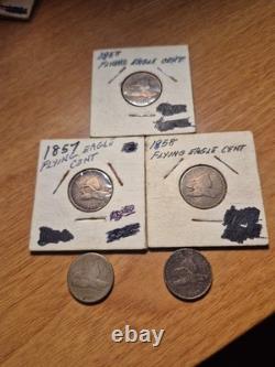 Lot de 5 pièces Flying Eagle de 1857 et 1858