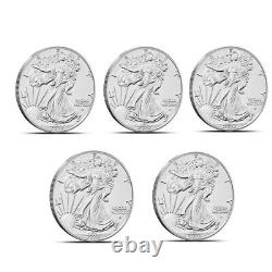 Lot de 5 pièces d'argent American Eagle 1 once 2022 $1 BU