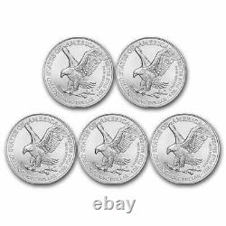 Lot de 5 pièces d'argent American Eagle 1 once 2022 $1 BU