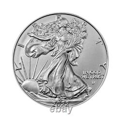 Lot de 5 pièces de 1 $ American Silver Eagle 2022 en argent 999 BU