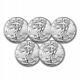 Lot De 5 Pièces De 1$ American Silver Eagle En Argent De 1 Oz Non Circulées De 2022