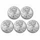 Lot De 5 Pièces De 1 Once American Silver Eagle 2023 Bu