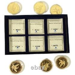 Lot de 6 répliques de pièces d'aigle d'or de la Monnaie américaine COA Liberty Native