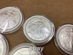 Lot de 8 pièces d’argent American Silver Eagle de 1 oz, États-Unis, 2005