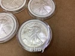 Lot de 8 pièces d’argent American Silver Eagle de 1 oz, États-Unis, 2005