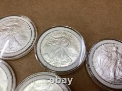 Lot de 8 pièces d’argent American Silver Eagle de 1 oz, États-Unis, 2005