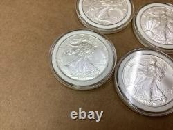 Lot de 8 pièces d’argent American Silver Eagle de 1 oz, États-Unis, 2005